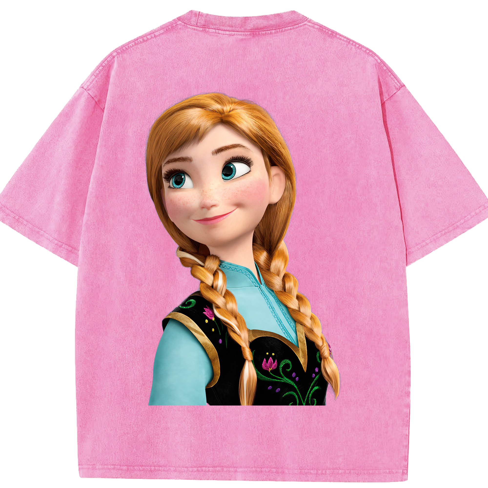 （画像用） アナと雪の女王 アンナ エルサ Frozen Anna Elsa 綿100% ヴィンテージ風 半袖Tシャツ（背面プリント）